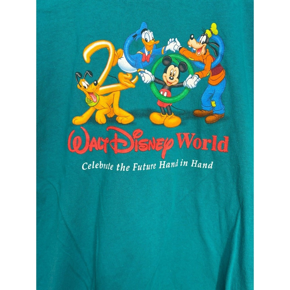 Walt Disney World Celebrate Mickey Graphic T-Shirt Mens Green XL Vintage Y2K